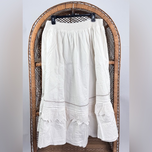Free People Maeberrie Embroiderer Crop Top Skirt Set XL NWT Ivory Boho - Picture 8 of 9